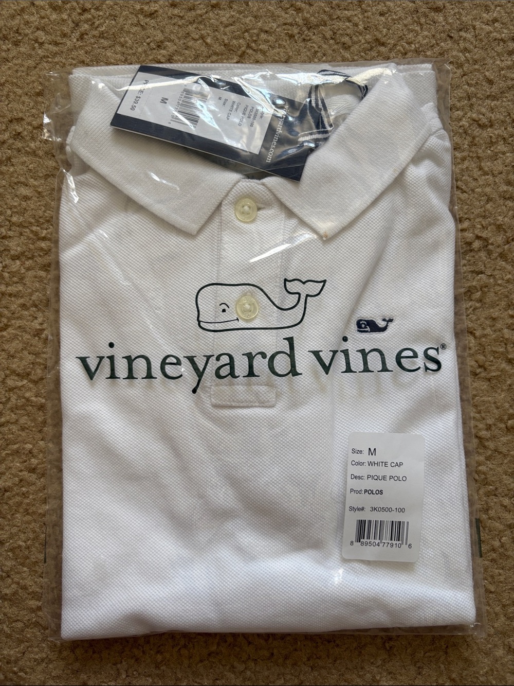 Vineyard Vines White Polo with Whale Logo